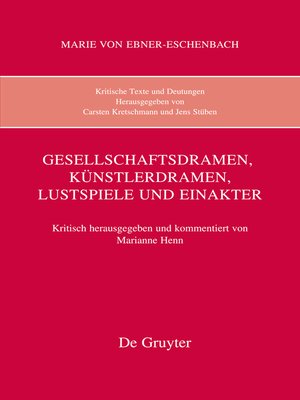 cover image of Gesellschaftsdramen, Künstlerdramen, Lustspiele und Einakter